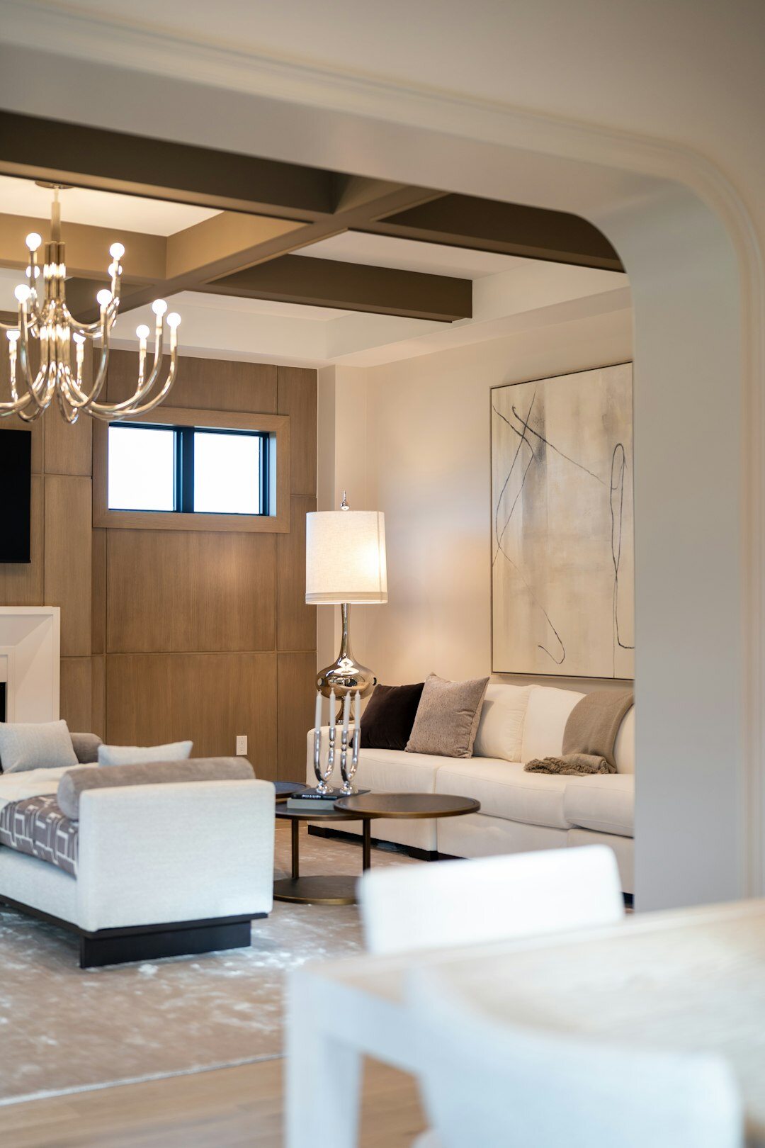 luxury living room with art